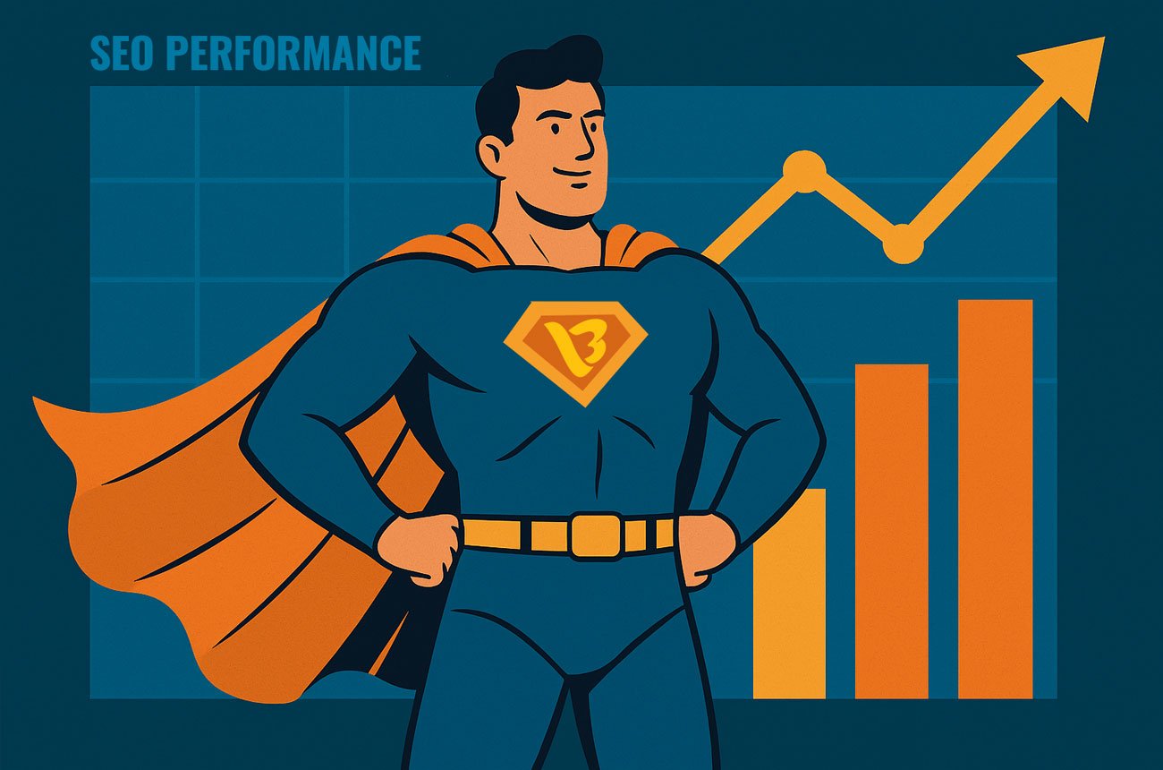 A superman vector image and up graph with blue background