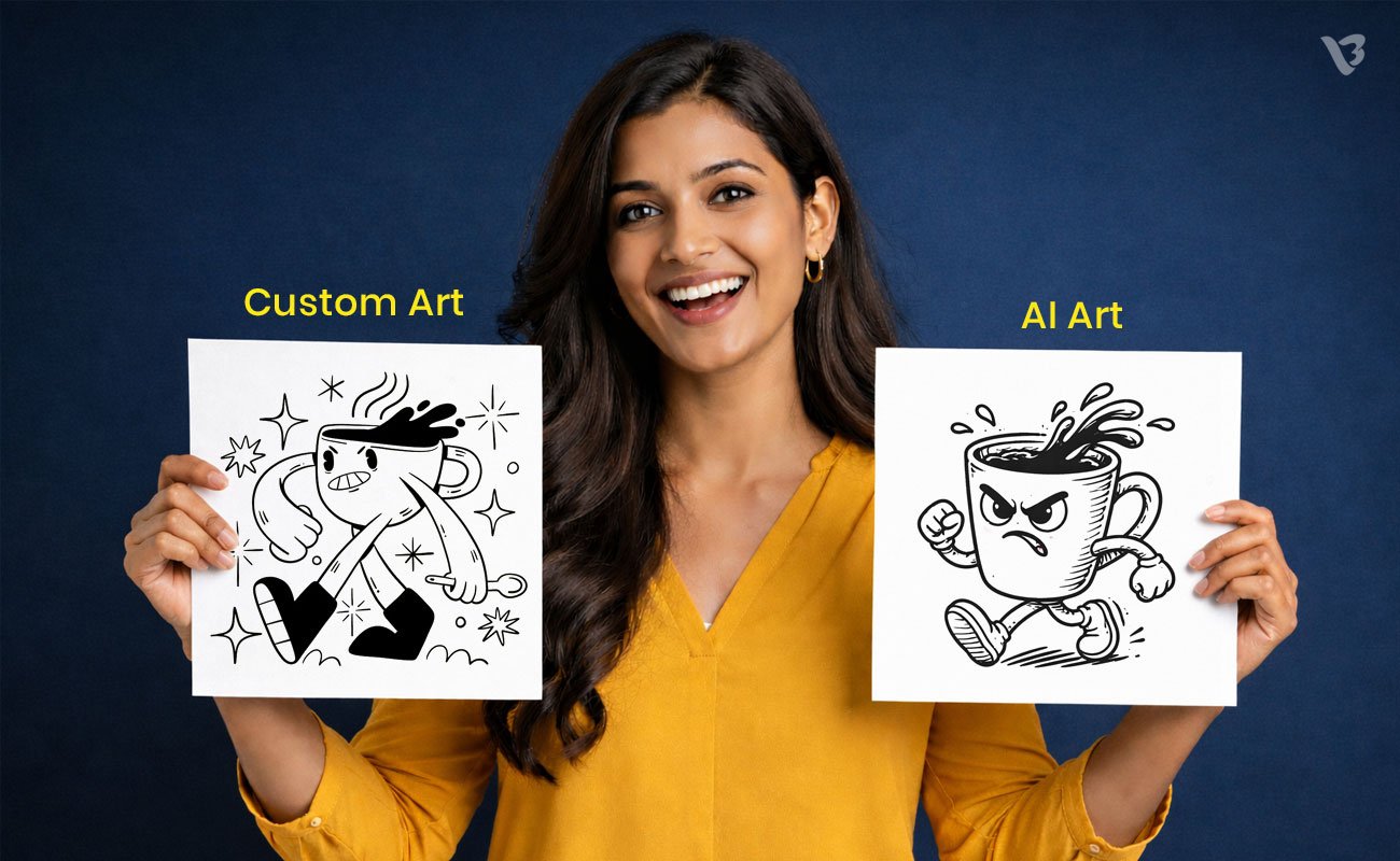 Custom Art vs. AI Art : How Custom Art Drives Brand Recognition better than AI Generated Images