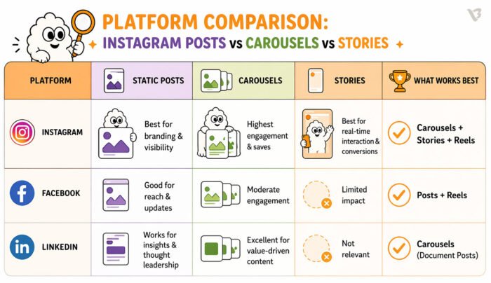 Instagram Posts vs Carousels vs Stories: What Works Best in 2026?