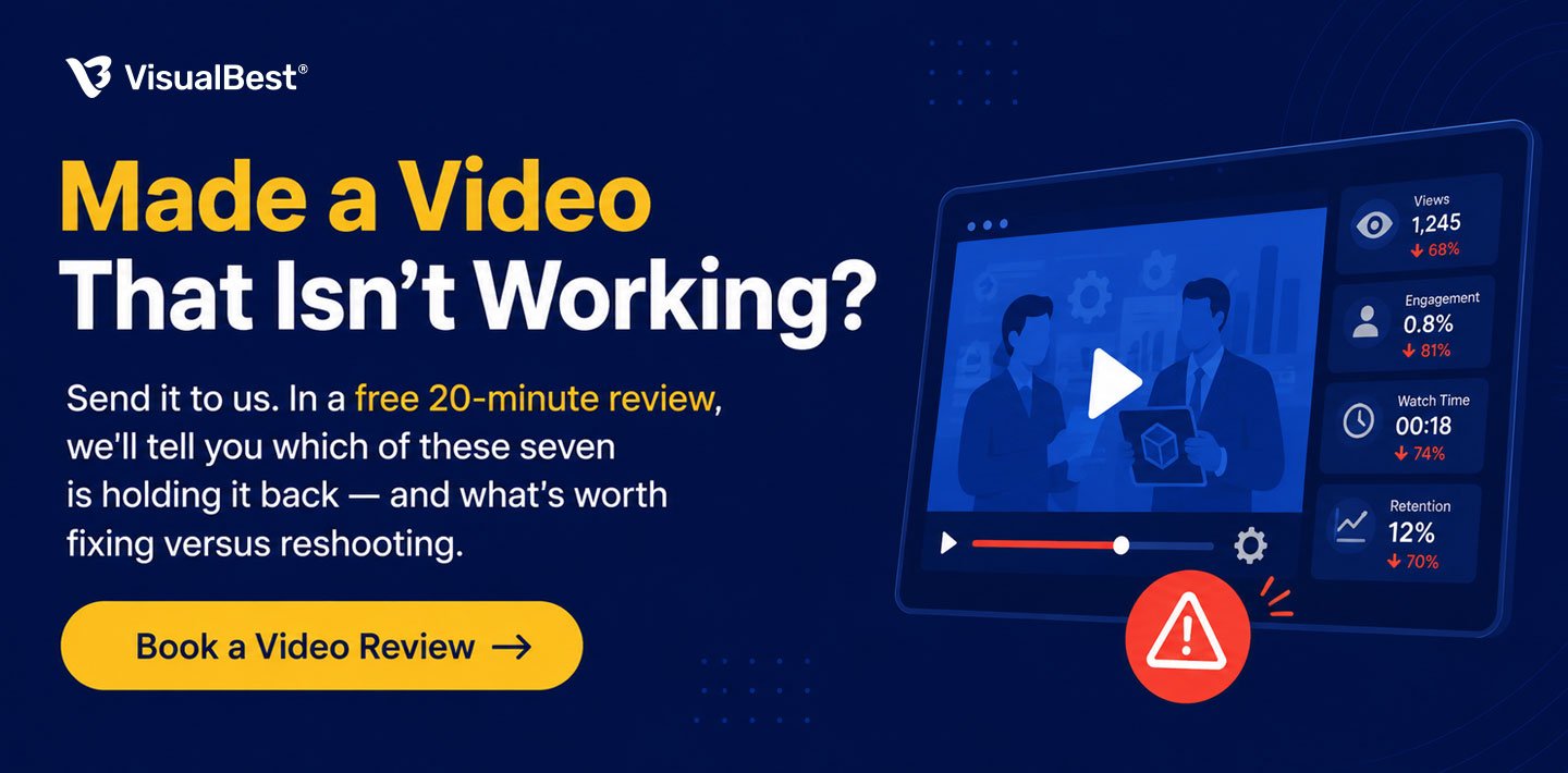 CTA Banner #1 (Drop-In Block) Made a Video That Isn't Working? Send it to us. In a free 20-minute review, we'll tell you which of these seven is holding it back — and what's worth fixing versus reshooting.