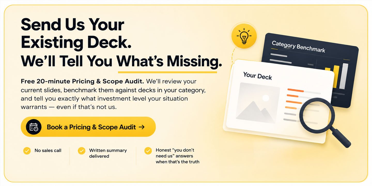 CTA Banner #1 Send Us Your Existing Deck. We'll Tell You What's Missing.