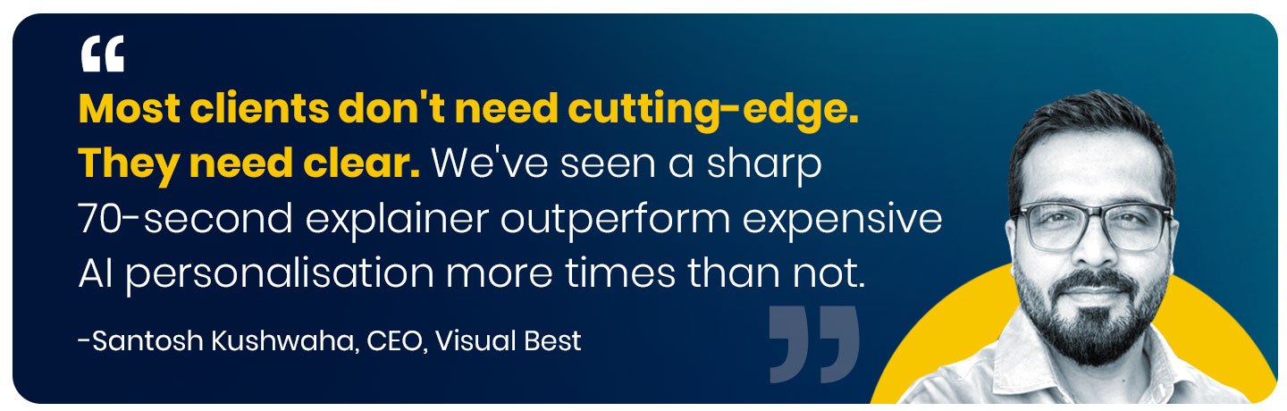 Most clients don't need cutting-edge. They need clear. We've seen companies blow budget chasing AI personalisation when a single sharp 70-second explainer would have closed the deal twice as well.